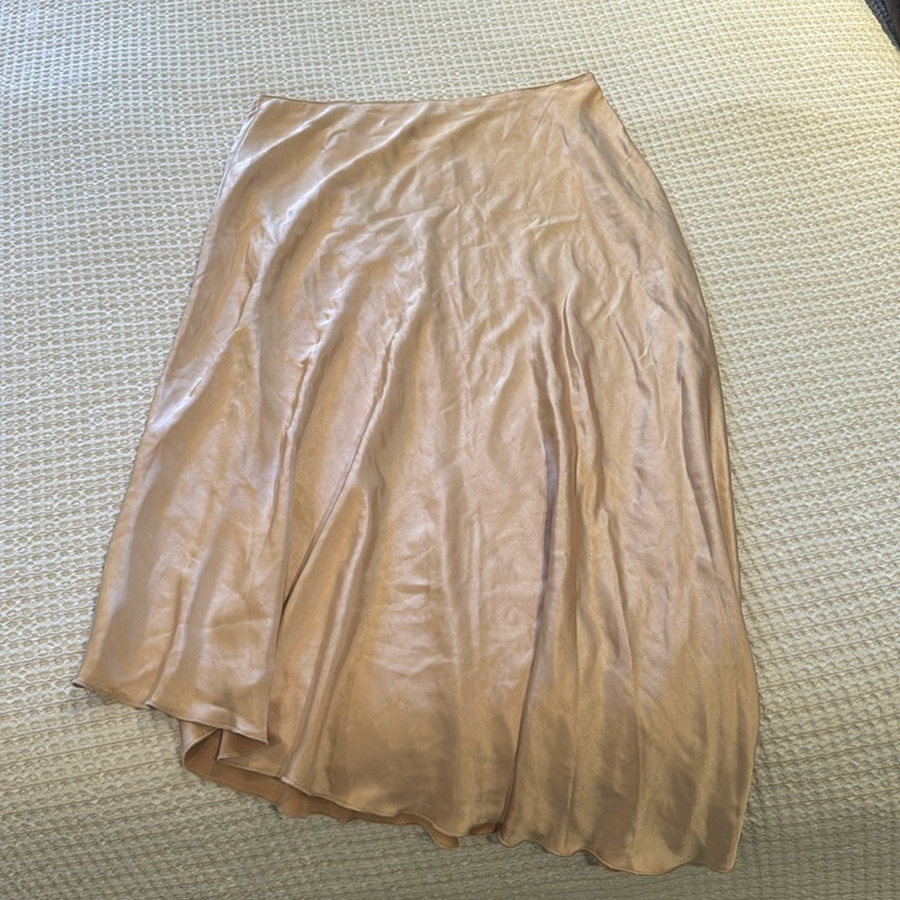Gold satin midi skirt